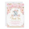 Elephant Floral Baby Shower Thank You Card Girl