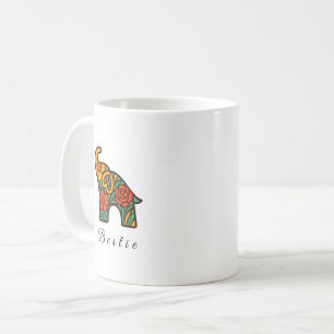 Elephant Floral Ceramic Mug, Friendship Gifts Coffee Mug