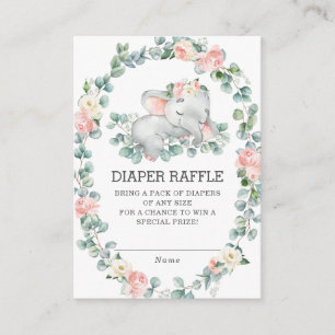 Elephant Floral Eucalyptus Greenery Diaper Raffle Enclosure Card