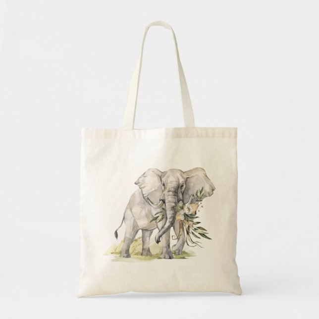 Elephant Floral Tote Bag (Front)