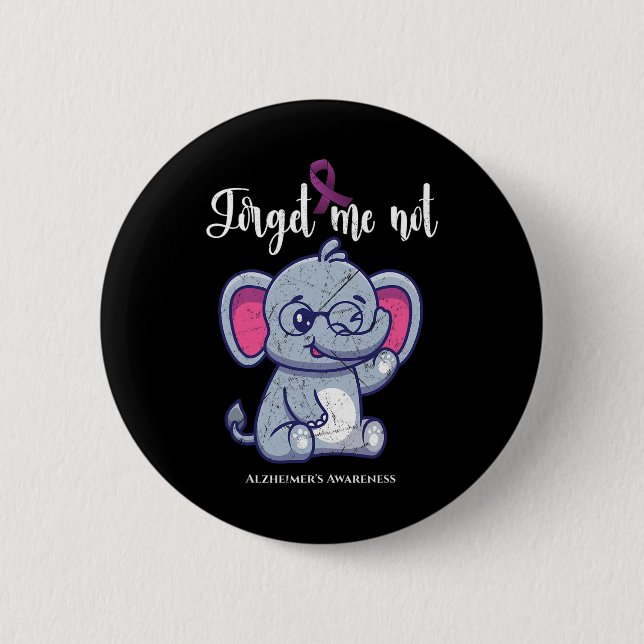 Elephant Flower Forget Me Not Alzheimerheimer Awar 6 Cm Round Badge (Front)