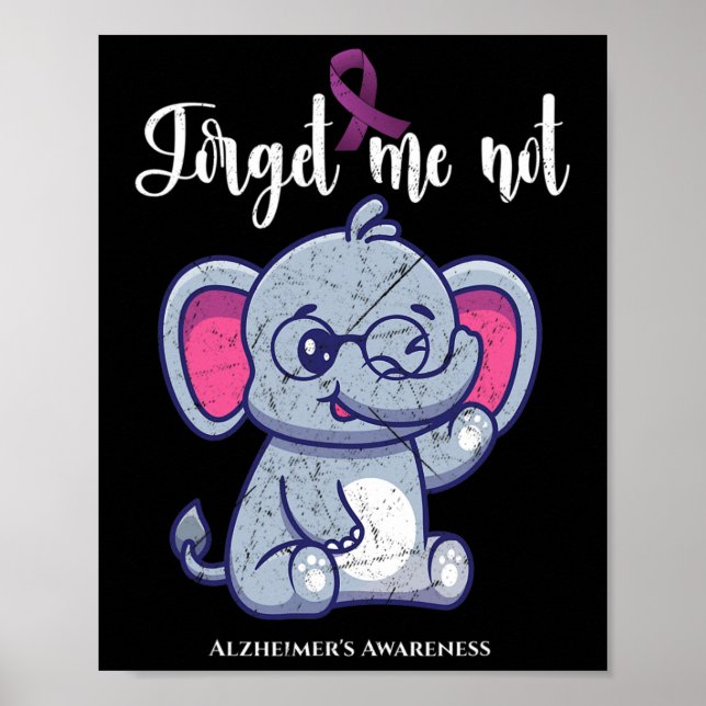 Elephant Flower Forget Me Not Alzheimerheimer Awar Poster (Front)