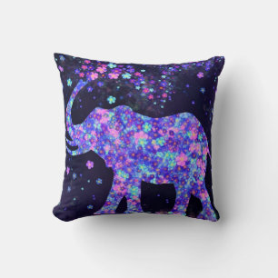 Elephant Flowers - Add Your Picture / Text / Name Cushion