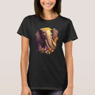 Elephant Flowers Cute Painting Flower Elephant 1 T-Shirt