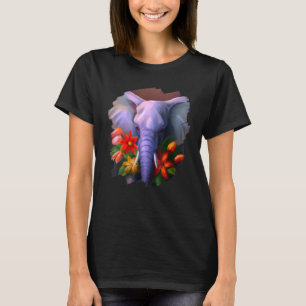 Elephant Flowers Cute Painting Flower Elephant 3 T-Shirt