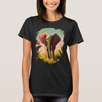 Elephant Flowers Cute Painting Flower Elephant 4 T-Shirt