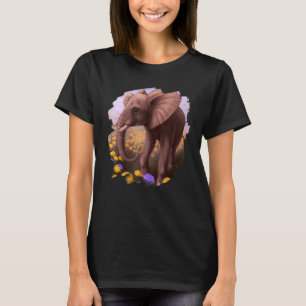 Elephant Flowers Cute Painting Flower Elephant 5 T-Shirt