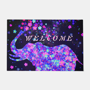 Elephant Flowers Doormat Spring - Welcome