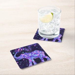 Elephant Flowers Paper Coaster