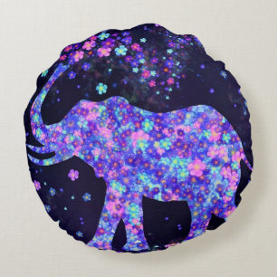 Elephant Flowers - Spring Joy Round Cushion