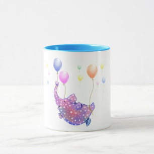 Elephant Flying Baby Mug Colorful Balloons