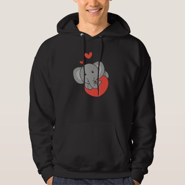 Elephant For Valentine s Day Cute Animals With Hea Hoodie (Front)