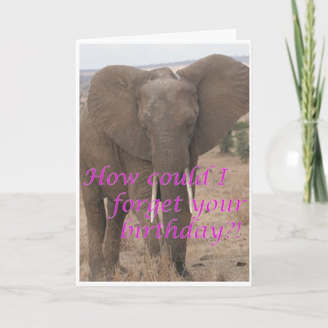 Elephant forgets birthday holiday card (Front)