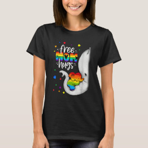 Elephant Free Mom Hugs Rainbow LGBTQ LGBT Pride Mo T-Shirt