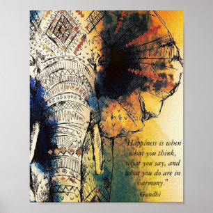 Elephant Gandhi Quote Poster