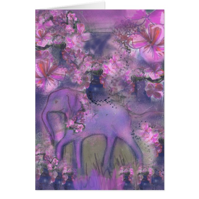 Elephant garlanded with pink flowers (Front)