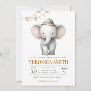 Elephant Gender Neutral Baby Shower Invitation