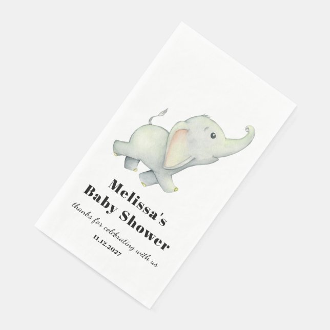 Elephant Gender Neutral Baby Shower Napkin (Corner)