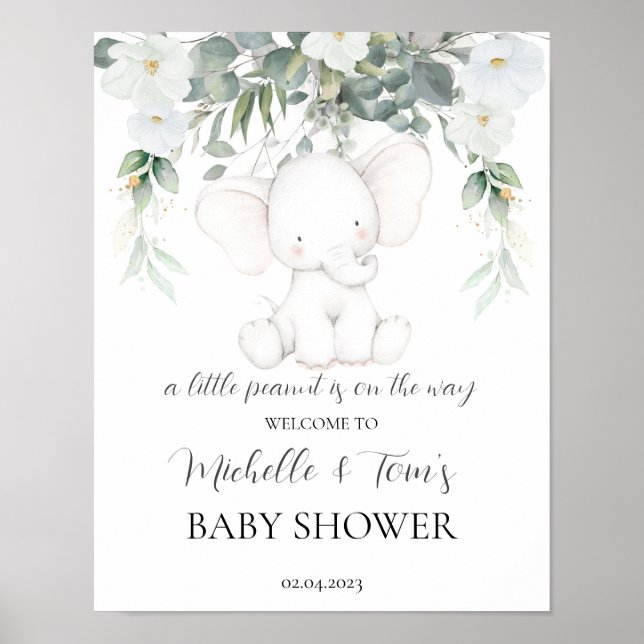 Elephant Gender Neutral Baby Shower Welcome Sign (Front)