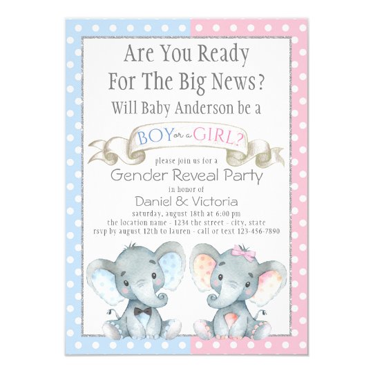 Download Elephant Gender Reveal Baby Shower Invitations | Zazzle.com.au