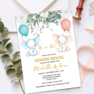 Elephant Gender Reveal Party Invitation