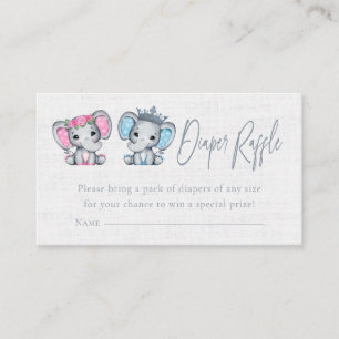 Elephant Gender Reveal Pink & Blue Diaper Raffle Enclosure Card