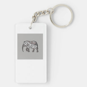 elephant geometric, bishop grey 2, home decor key ring