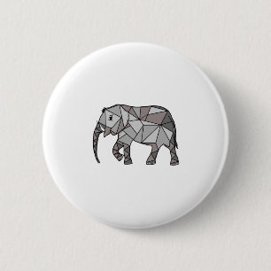 elephant geometric, bishop grey 6 cm round badge