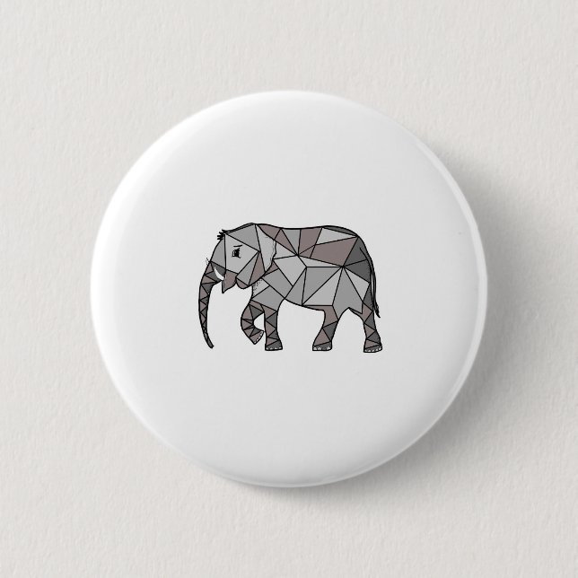 elephant geometric, bishop grey 6 cm round badge (Front)