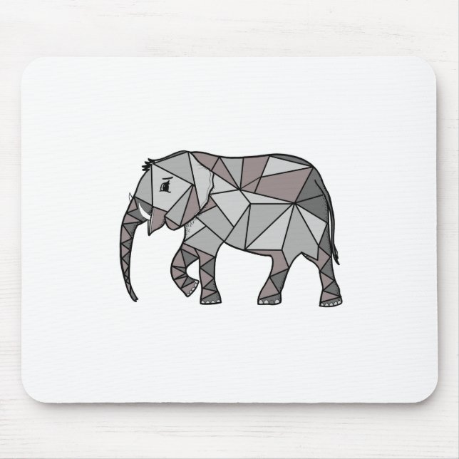 elephant geometric, bishop grey mouse pad (Front)