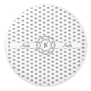 Elephant Geometric Monogram Black and White Ceramic Knob