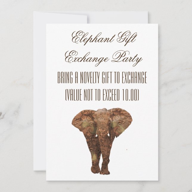 Elephant Gift Exchange Invitations (Front)