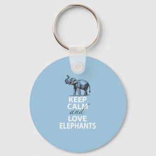 Elephant Gift Keep Calm and Love Elephants Print Key Ring