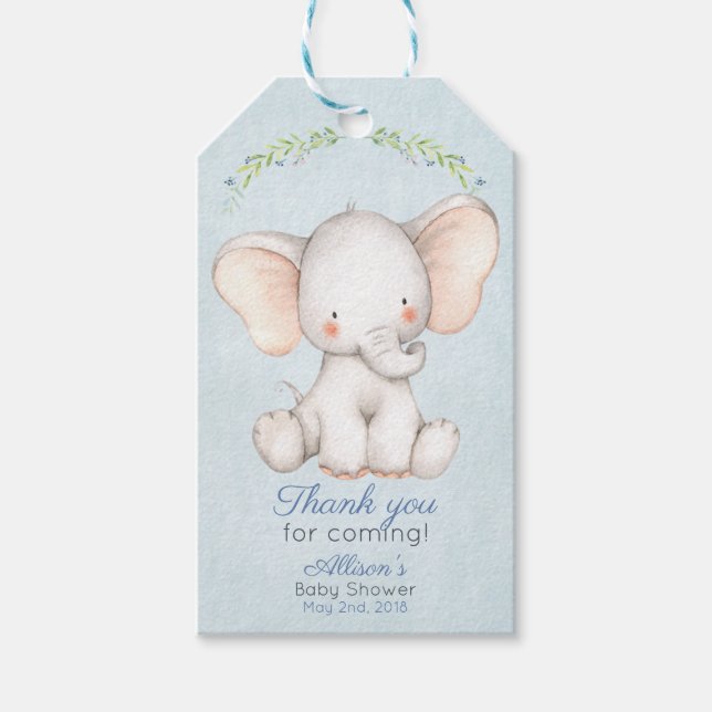 Elephant Gift Tag Favour Tag (Front)