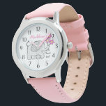 Elephant Gingham Flower Girl Watch<br><div class="desc">Cute gingham elephant with a bouquet of pink flowers for your sweet flower girl.  This watch makes the perfect wedding thank you gift for a special little flower girl.  Personalise with a name to make it extra special.</div>