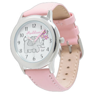Elephant Gingham Flower Girl Watch