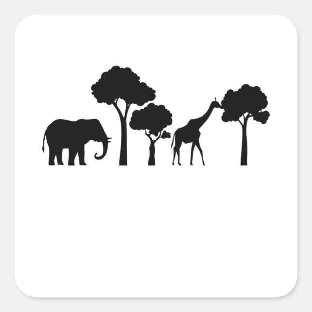 Elephant Giraffe Africa Zoo Safari Elephant Gift Square Sticker (Front)