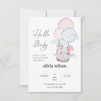 elephant giraffe baby design Invitation