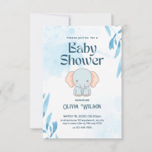elephant giraffe baby design shower invitation