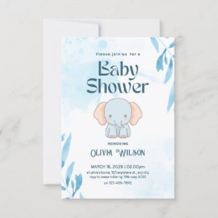 elephant giraffe baby design shower invitation