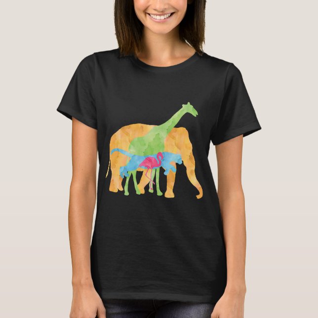 Elephant Giraffe Giraffes Africa T-Shirt (Front)