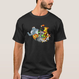 Elephant Giraffe Lion Zoo Panda T-Shirt