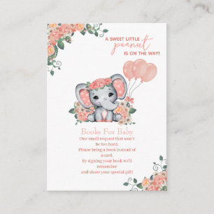 Elephant Girl Baby Shower, Books for Baby Enclosure Card
