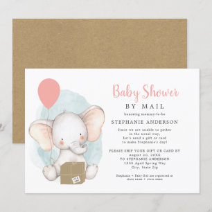 Elephant Girl Baby Shower by Mail Invitation