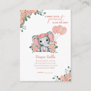 Elephant Girl Baby Shower, Diaper Raffle Enclosure Card