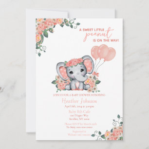 Elephant Girl Baby Shower Invitation