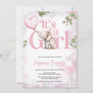 Elephant Girl Baby Shower Invitation