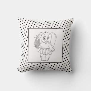 Elephant Girl Modern Baby for Kids Grey Polka Cushion