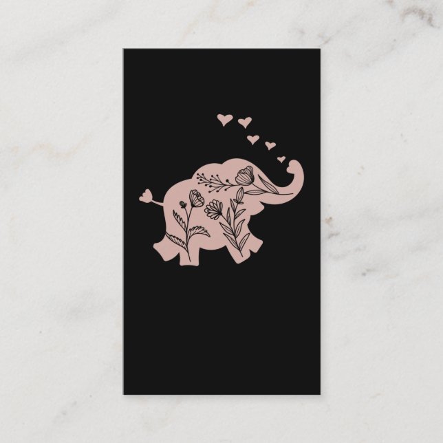 Elephant Girls Women Flowers Business Card (Front)