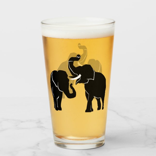 Elephant Glass Couple Elephants (Front Filled)